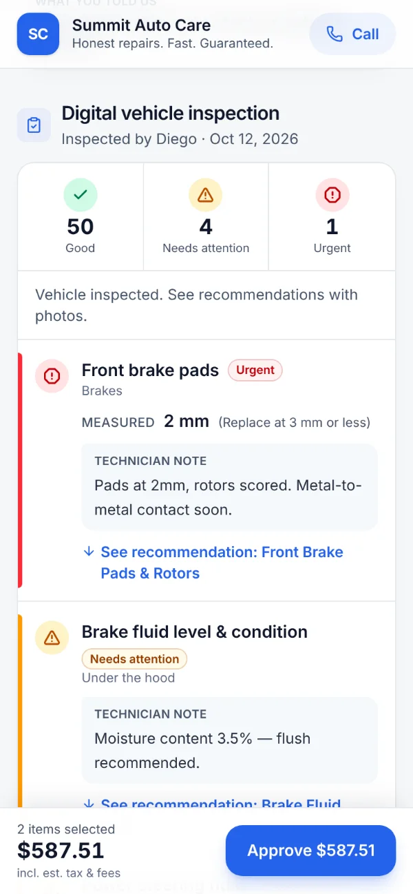 A customer approving an estimate with inspection photos on their phone